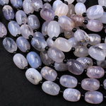 Icy! Natural Angel Chalcedony Beads Drum Barrel Cylinder Large Thick Chunky Smooth Beads 20mm Gemmy Translucent Gemstone 16" Strand