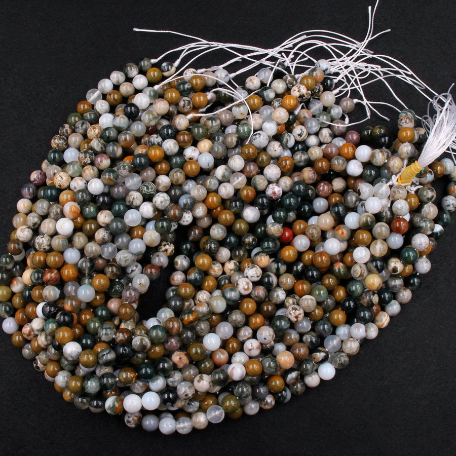 Natural Ocean Jasper 6mm 8mm 10mm Beads High Quality Polished Round Beads 16" Strand