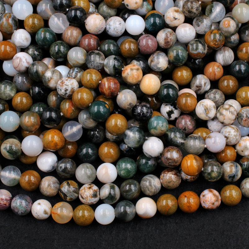 8mm Smooth Round, Ocean Jasper Beads (16 Strand)