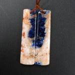 Natural African Orange Sodalite Rectangle Cabochon Cab Pair Drilled Matched Earrings Bead Pair Natural Stone E2294