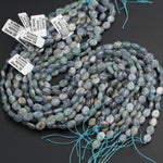 Natural Blue Green Bicolor Kyanite 8mm x 10mm Oval Beads A Quality Chatoyant Silvery Teal Blue Gemstone 16" Strand