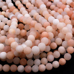 Matte Natural Peach Aventurine Round Beads 8mm Icy Soft Pastel Pink Peach Gemstone A Grade 16" Strand