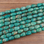 Natural Turquoise Freeform 11mm Rounded Nuggets Highly Polished Genuine Real Green Turquoise Gemstone Beads 16" Strand