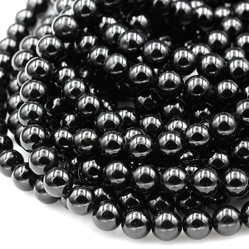 A+ Genuine Natural Black Tourmaline Beads 4mm 6mm 8mm 10mm 12mm Round ...