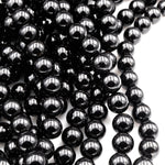 Genuine Natural Black Tourmaline Beads 4mm 6mm 8mm 10mm 12mm Round Beads A+ High Quality Black Gemstone Full 16" Strand