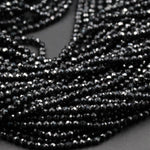 AAA Genuine 100% Natural Black Spinel Micro Faceted Round Beads Tiny Small 2mm 3mm 4mm Faceted Round Beads Diamond Cut Gemstone 16" Strand