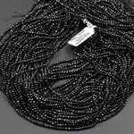 AAA Genuine 100% Natural Black Spinel Micro Faceted Round Beads Tiny Small 2mm 3mm 4mm Faceted Round Beads Diamond Cut Gemstone 16" Strand