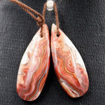 Natural Laguna Lace Agate Earring Pair Teardrop Cabochon Cab Pair Drilled Matched Earrings Bead Pair E5008