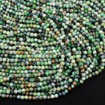 Micro Faceted Natural African Chrysoprase 4mm Round Beads Laser Diamond Cut Gemstone 16" Strand