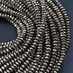 Titanium Pyrite Faceted 4mm 6mm 8mm Rondelle beads Thin Faceted Rondelle Diamond Micro Cut Sparkling Natural Gemstone 16" Strand