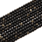 Natural Golden Obsidian Beads 4mm 6mm 8mm 10mm AAA High Quality 16" Strand