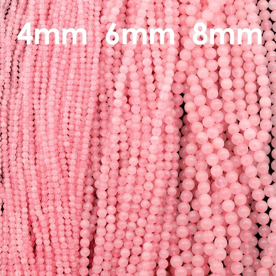 Natural Pink Rose Quartz 4mm 6mm 8mm Round Beads Smooth Polished Pastel Soft Baby Pink Gemstone 16" Strand