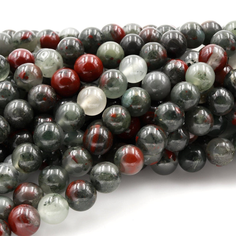 Natural African Bloodstone 4mm Round Beads 6mm Round Beads 8mm Round Beads 10mm Round Beads Polished 16" Strand