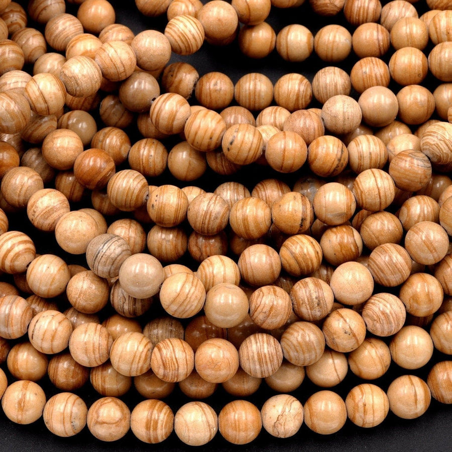 thumbnail image 2 of Wood Grain Jasper Smooth Round Beads – 6mm To 15.5mm, 15.5" Strand, Brown, Unbranded 2 of 3