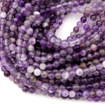 Natural Chevron Amethyst Beads 4mm Round 16" Strand