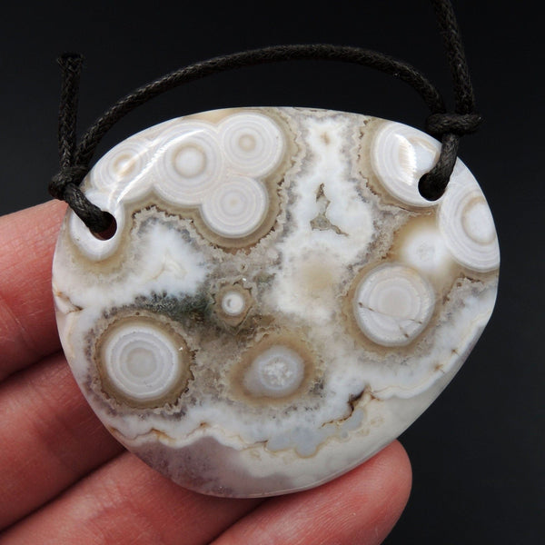 Natural Ocean Jasper Pendant Orange Pink Green White Two Hole Drilled Freeform Irregular Pendant P1850