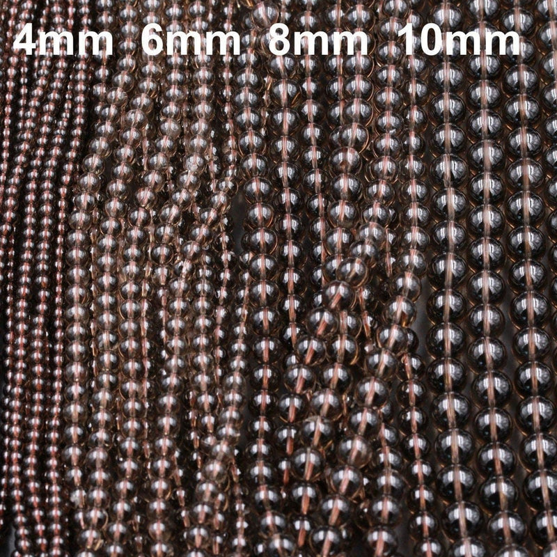 Natural Smoky Quartz Round Beads 3mm 4mm 6mm 8mm 10mm Real Natural Quartz High Quality Gemstone 16" Strand
