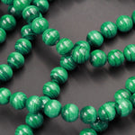 Real Genuine Natural Green Malachite Round Beads 6mm Round 8mm AAA Grade Natural Malachite Gemstone From Congo 16" Strand