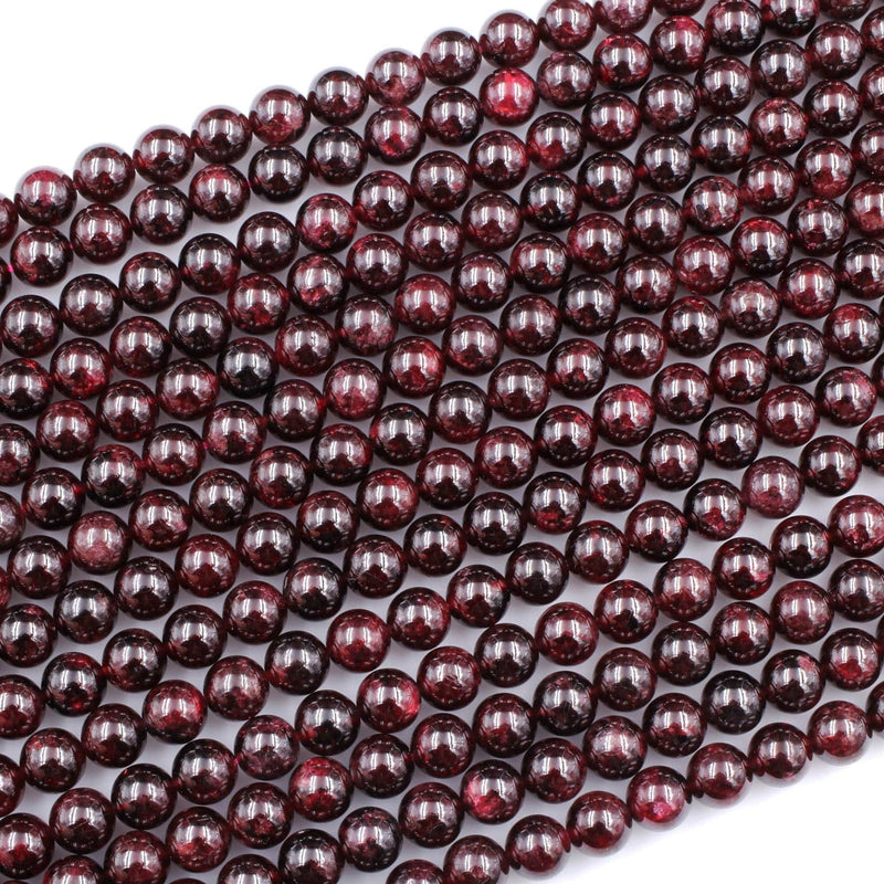 Natural Red Garnet 4mm 6mm 8mm 10mm Round Beads Superior AA Grade 16" Strand