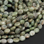 Natural Green Kyanite Oval Beads 9mm x 7mm A Quality Chatoyant Silvery Green Gemstone Oval Beads 16" Strand