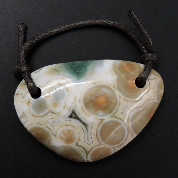 Natural Ocean Jasper Pendant Orange Pink Green White Two Hole Drilled Freeform Irregular Pendant P1845