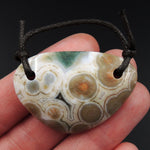 Natural Ocean Jasper Pendant Orange Pink Green White Two Hole Drilled Freeform Irregular Pendant P1845