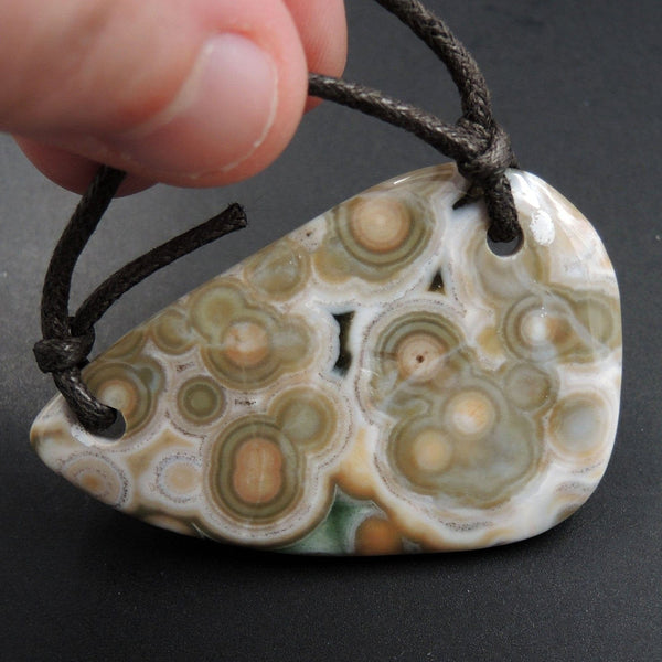 Natural Ocean Jasper Pendant Orange Pink Green White Two Hole Drilled Freeform Irregular Pendant P1842