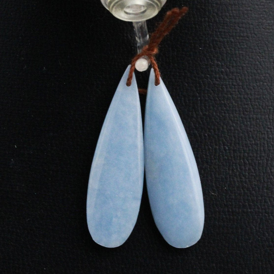Drilled Natural Angelite Earring Pair Gemstone Drilled Earring Cabochon Cab Pair Teardrop Matched Earrings Angel Blue Stone Bead Pair