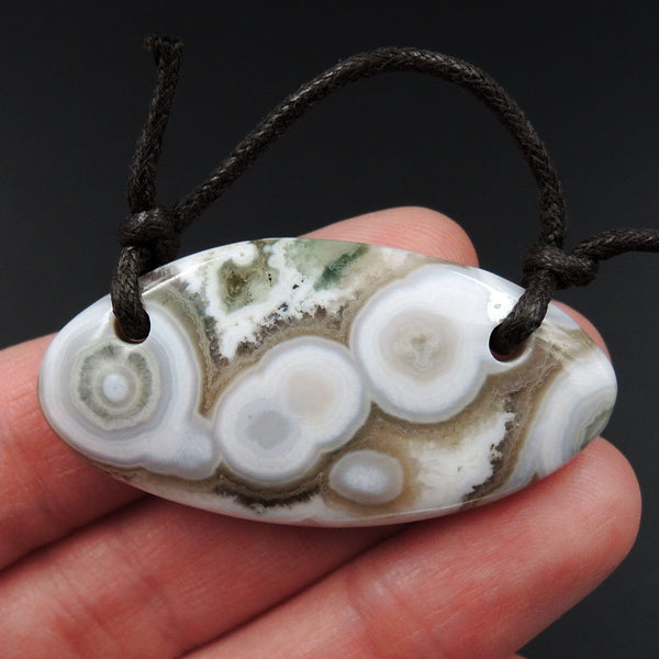 Natural Ocean Jasper Pendant Orange Pink Green White Two Hole Drilled Freeform Irregular Pendant P1833