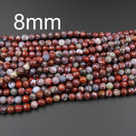 Micro Faceted Natural Red Flame Agate Beads 8mm Round Beads 10mm Round Beads 16" Strand