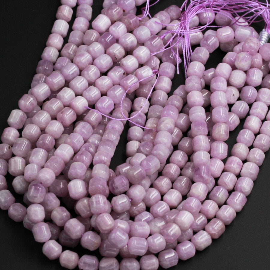AAA Grade Natural Kunzite Beads Polished Smooth Drum Barrel Tube Bullet Nuggets Real Genuine Violet Purple Pink Kunzite Gemstone 16" Strand