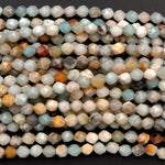 Star Cut Natural Multicolor Amazonite Beads Faceted 8mm 10mm Rounded Nugget Sharp Facets 15" Strand