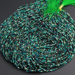 Natural Green Blue Chrysocolla Beads 3mm Faceted Round Beads Micro Faceted Small Beads Laser Diamond Cut Gemstone 16" Strand