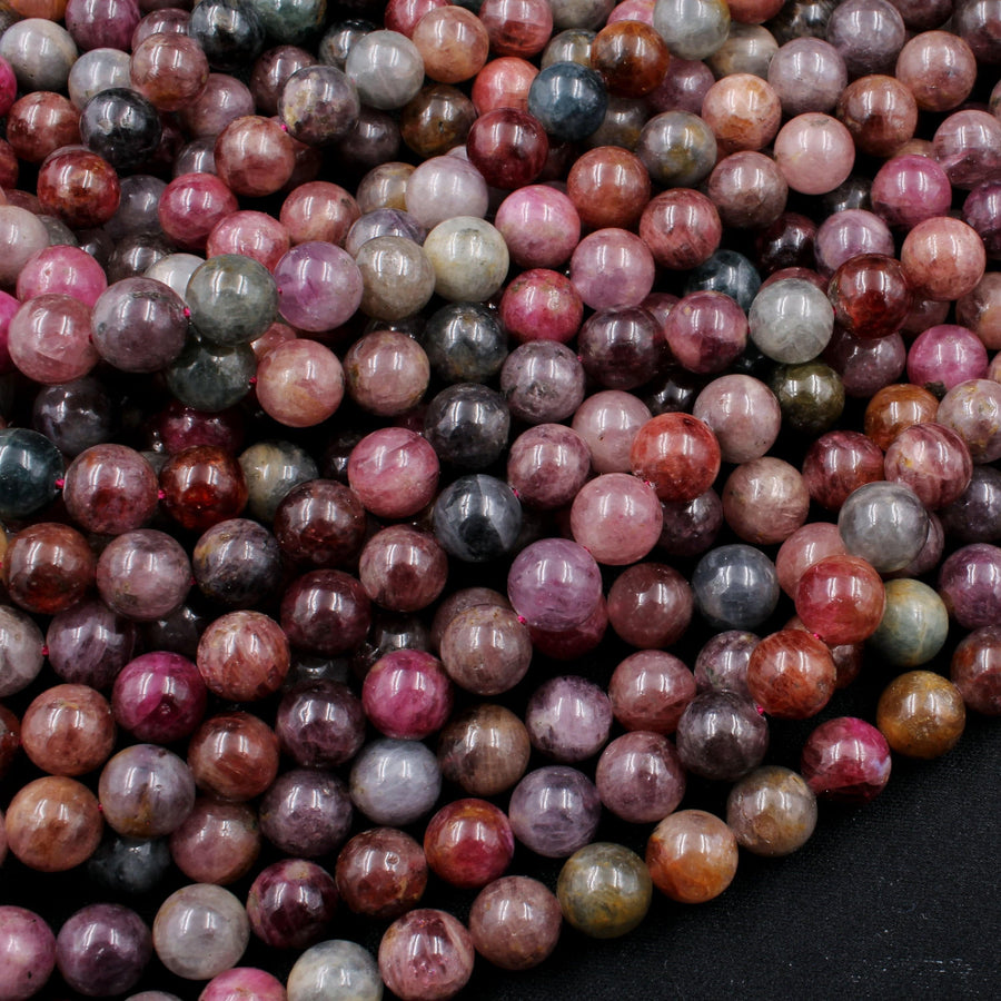 Real Genuine Natural Spinel 8mm 9mm 10mm Round Beads Natural Multicolor Red Pink Blue Golden Peach Yellow Teal Purple Gemstone 16" Strand