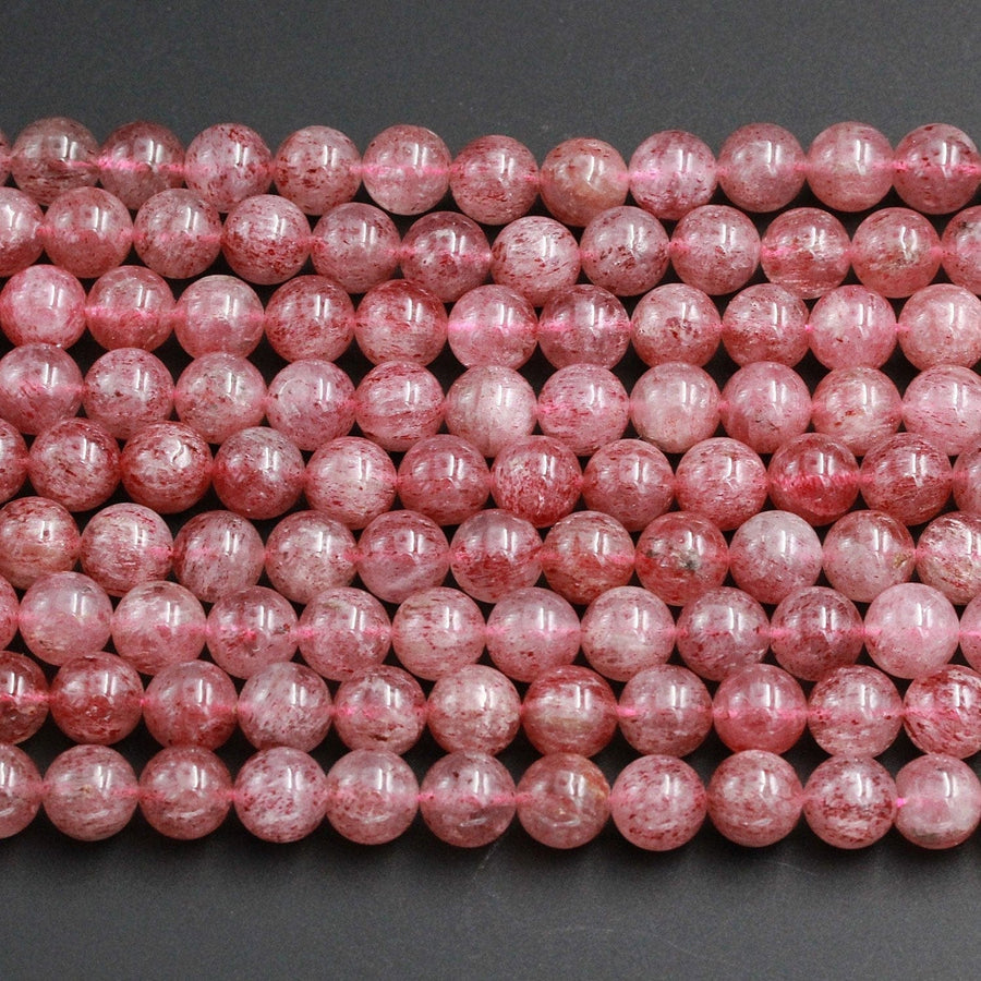 AAA Natural Strawberry Quartz 6mm 8mm 10mm Round Beads Real Genuine Natural Pink Red Quartz Untreated Natural Real Gemstone Beads 16" Strand