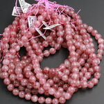 AAA Natural Strawberry Quartz 6mm 8mm 10mm Round Beads Real Genuine Natural Pink Red Quartz Untreated Natural Real Gemstone Beads 16" Strand