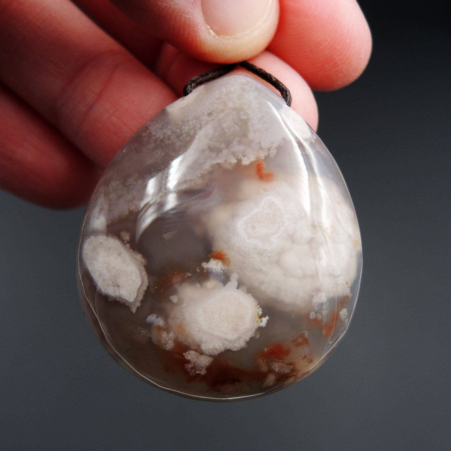Natural Cherry Blossom Agate Pendant Side Drilled Teardrop Pendant P1198