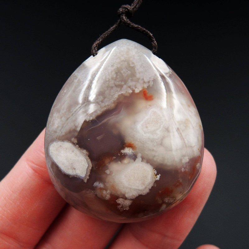 Natural Cherry Blossom Agate Pendant Side Drilled Teardrop Pendant P1198