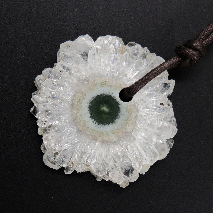 Amethyst Stalactite Flower Pendant Drilled Stalactite Slice Freeform Irregular Natural Stone Pendant P1767