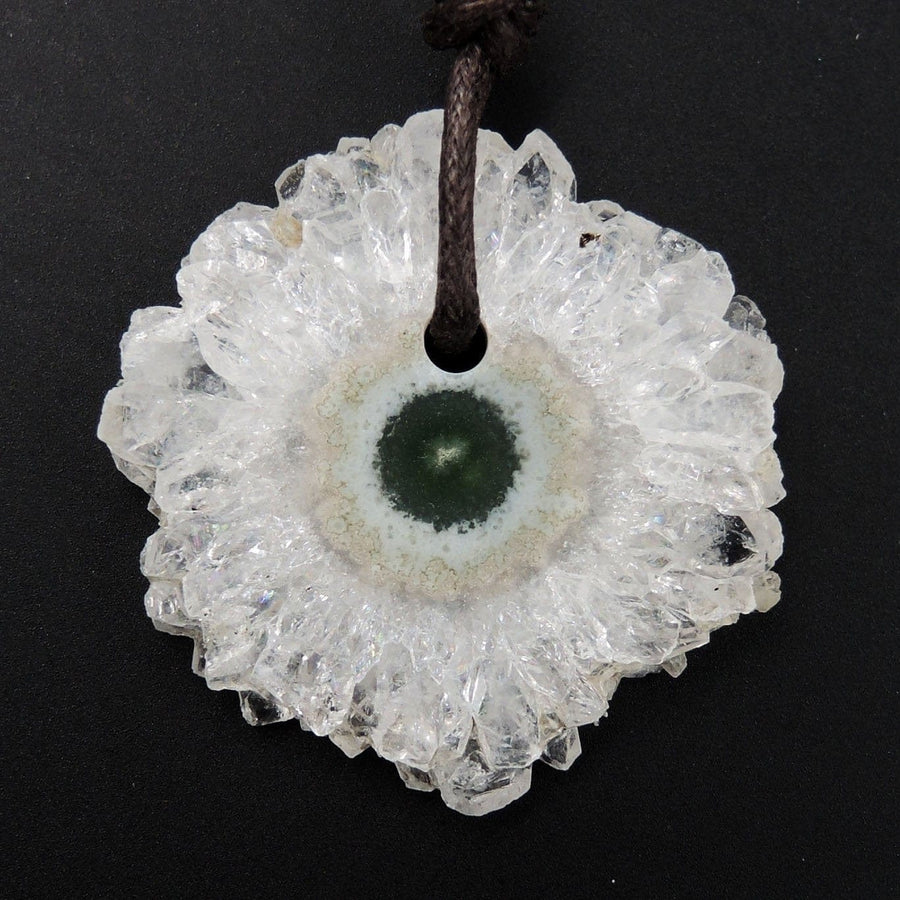 Amethyst Stalactite Flower Pendant Drilled Stalactite Slice Freeform Irregular Natural Stone Pendant P1767