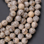 Natural Graphic Feldspar Smooth Plain 6mm 8mm 10mm Round Beads Earth Tones Beads 16" Strand
