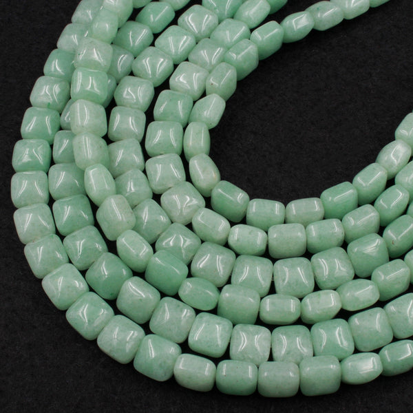 Natural Green Aventurine Beads Thick Puffy Square Cushion 8mm Natural Green Gemstone 16" Strand