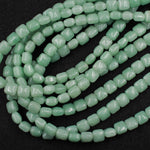 Natural Green Aventurine Beads Thick Puffy Square Cushion 8mm Natural Green Gemstone 16" Strand