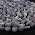 New Organic Cut Matte Rough Raw Unpolished Natural Labradorite Nugget Beads 16" Strand
