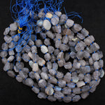 New Organic Cut Matte Rough Raw Unpolished Natural Labradorite Nugget Beads 16" Strand