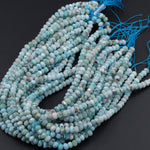 Natural Blue Larimar Faceted Rondelle Beads 6mm 7mm 8mm Micro Faceted Real Genuine Larimar Blue Gemstone Large Larimar Beads 16" Strand