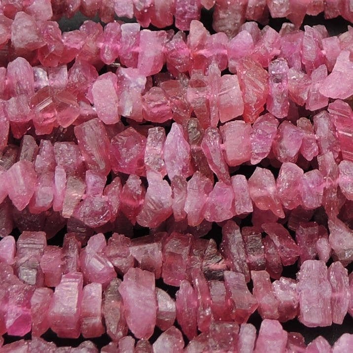 Extra Gemmy! Natural Raw Pink Tourmline Beads Freeform Rough Pink Tourmaline Chip Nuggets Oraganic Nuggets Beads 16" Strand