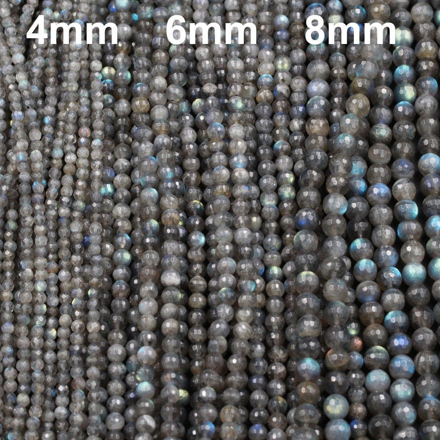 Fire! Faceted Natural Labradorite Beads 3mm 4mm 6mm 8mm Faceted Round Beads High Quality Flashy Gemstone Sphere 16" Strand