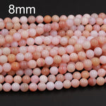 AAA Quality Natural Peruvian Pink Opal 6mm 8mm Round Beads Smooth Plain Round Beads Pink Gemstone 16" Strand