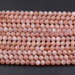 AA Faceted Multicolor Natural Salmon Peach Moonstone 8mm Faceted Round Beads High Quality Micro Faceted Sparkling Gemstone 16" Strand